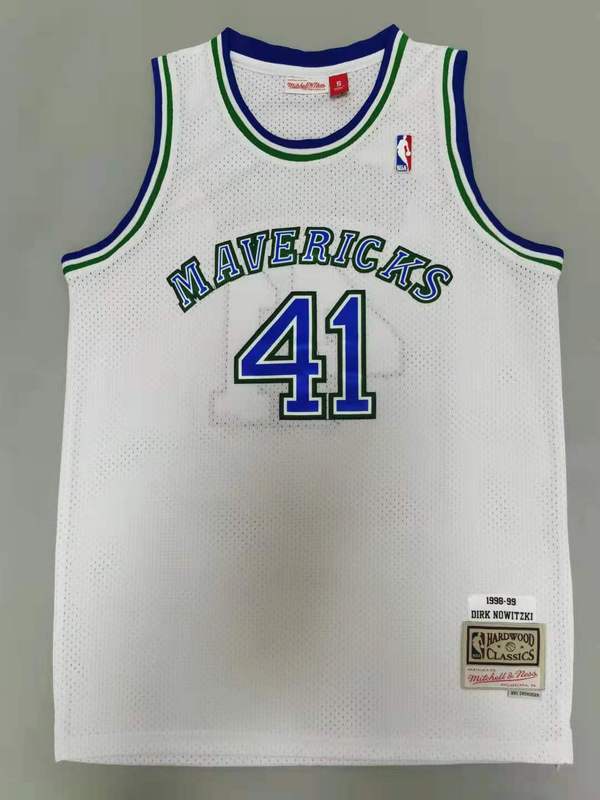 Men Dallas Mavericks #41 Nowitzki White Throwback 2025 NBA Jersey->dallas mavericks->NBA Jersey